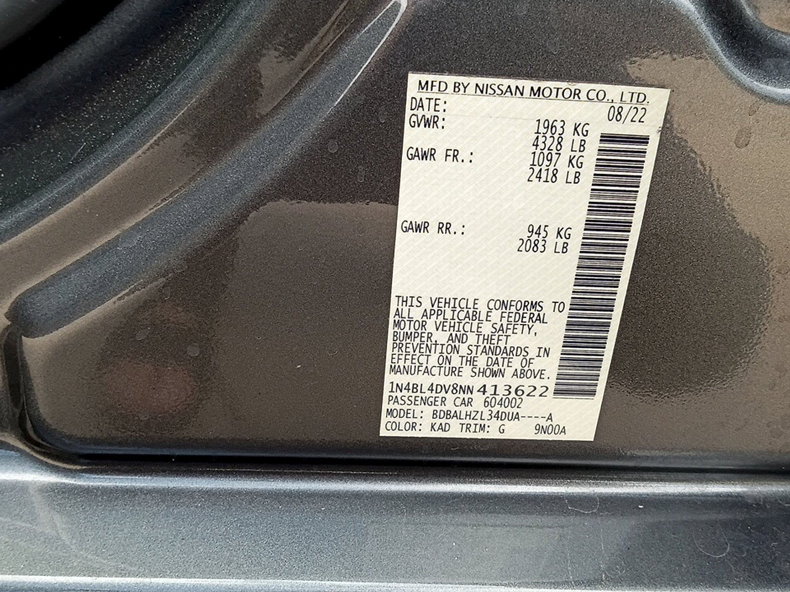 2022 Nissan Altima SV FWD
