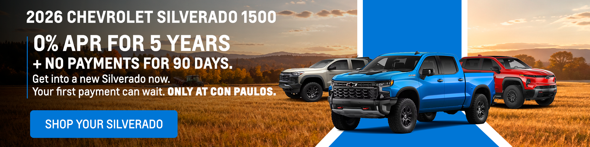 2026 Chevrolet Silverado 1500. Get 0% APR for 5 years, plus 